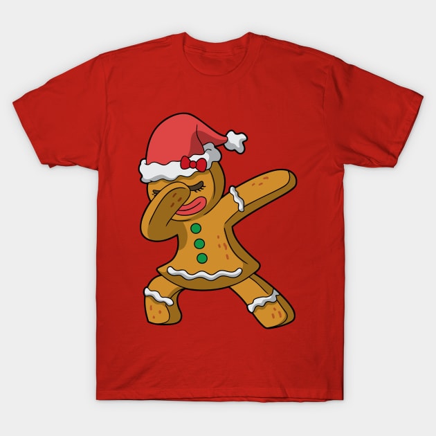 Christmas Dabbing Mrs Gingerbread Girl Women T-Shirt by E